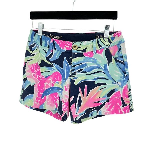 Lilly Pulitzer Womens Size 0 Pink Blue Tropical Resort The Callahan Shorts - Picture 1 of 4